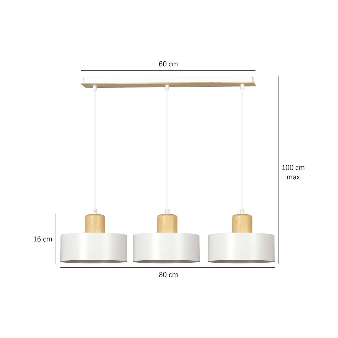 Torin 3 Light Linear Pendant White
