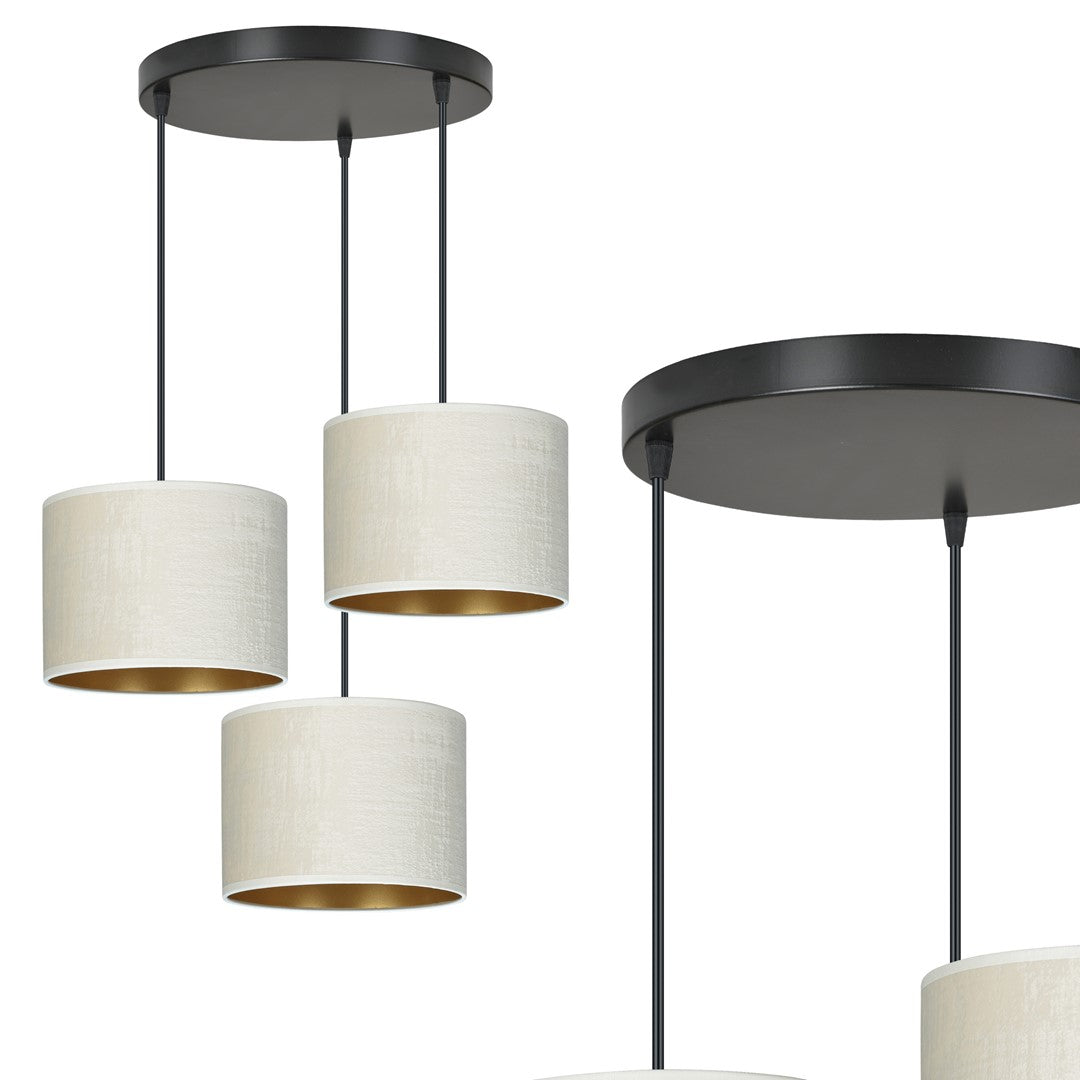 Hilde 3 Light Pendant Black & White