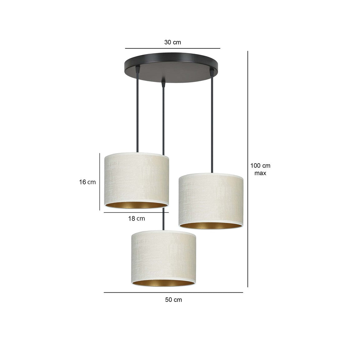 Hilde 3 Light Pendant Black & White