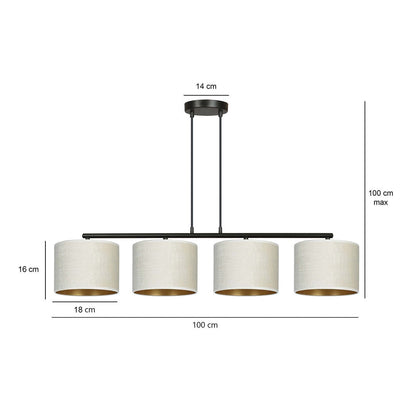Hilde 4 Light Pendant Black & White