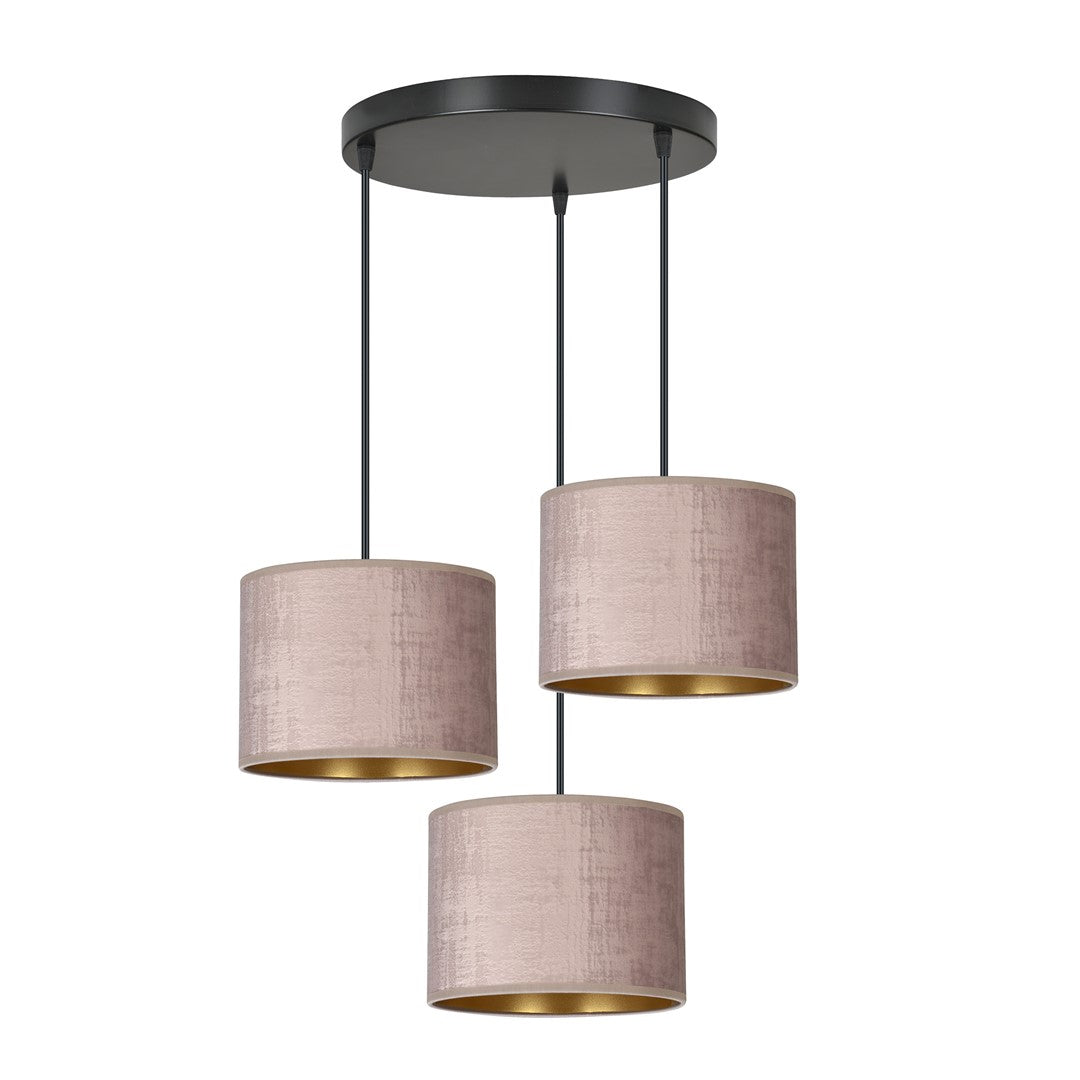 Hilde 3 Light Pendant Black With Taupe Shades