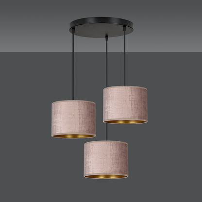 Hilde 3 Light Pendant Black With Taupe Shades