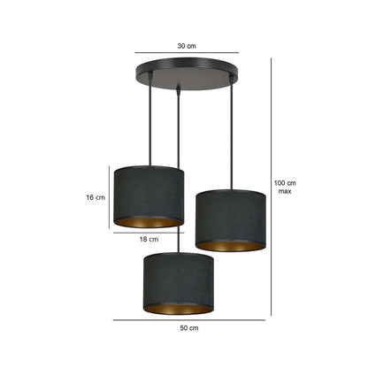 Hilde 3 Light Pendant Black