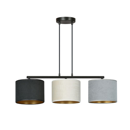 Hilde 3 Light Pendant Black With Netural Shades