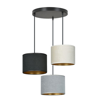 Hilde 3 Light Pendant Black With Netural Shades