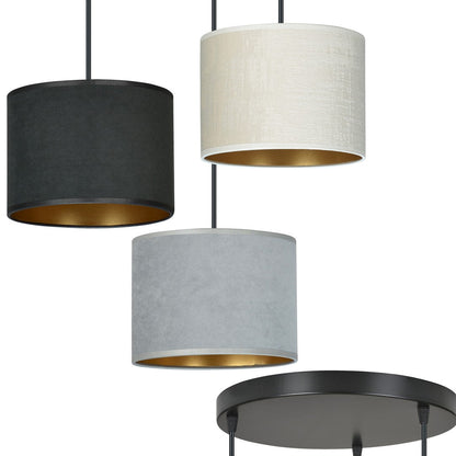 Hilde 3 Light Pendant Black With Netural Shades