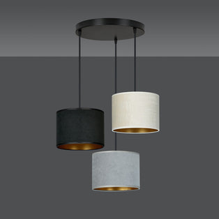 Hilde 3 Light Pendant Black With Netural Shades