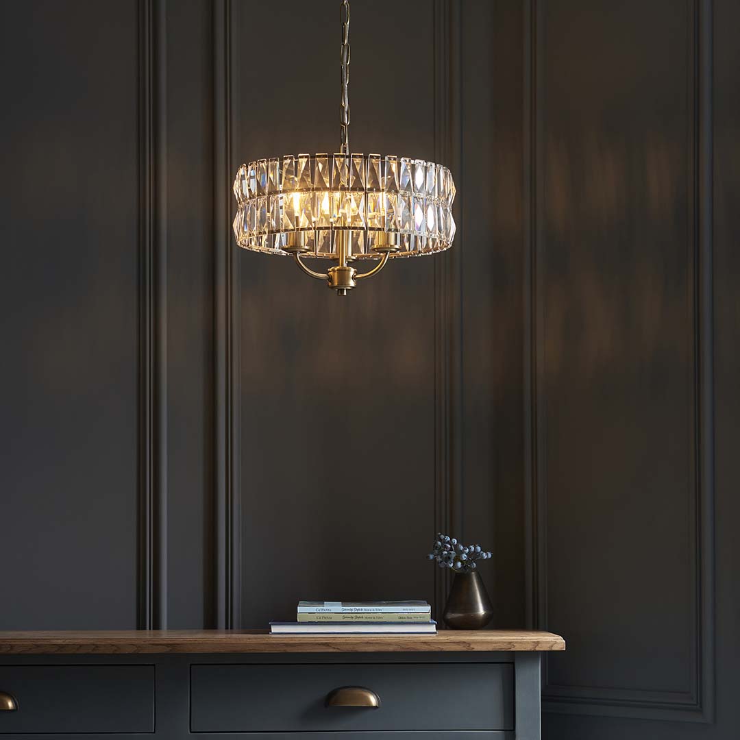 Clifton 3-Light Antique Brass Small Pendant