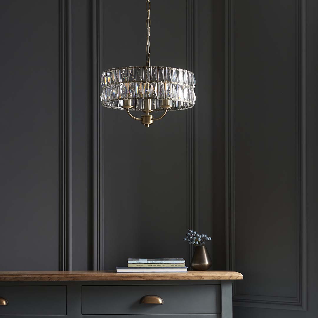 Clifton 3-Light Antique Brass Small Pendant