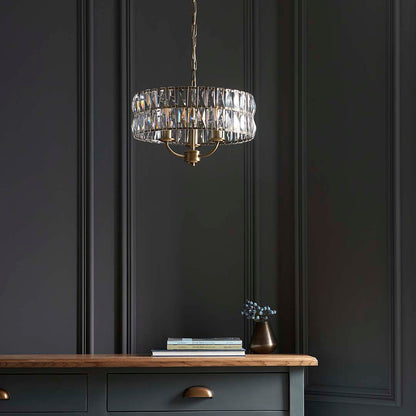 Clifton 3-Light Antique Brass Small Pendant