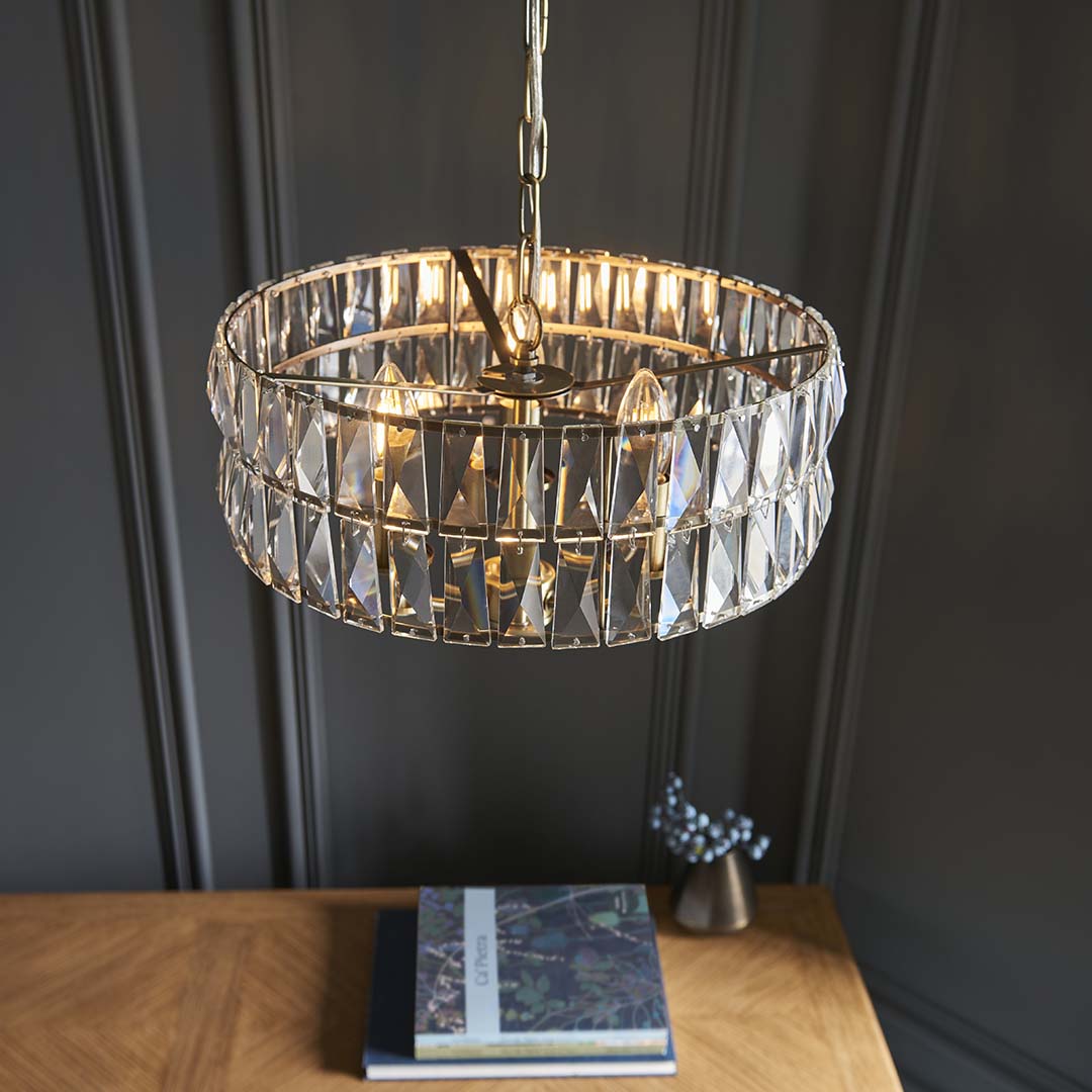 Clifton 3-Light Antique Brass Small Pendant