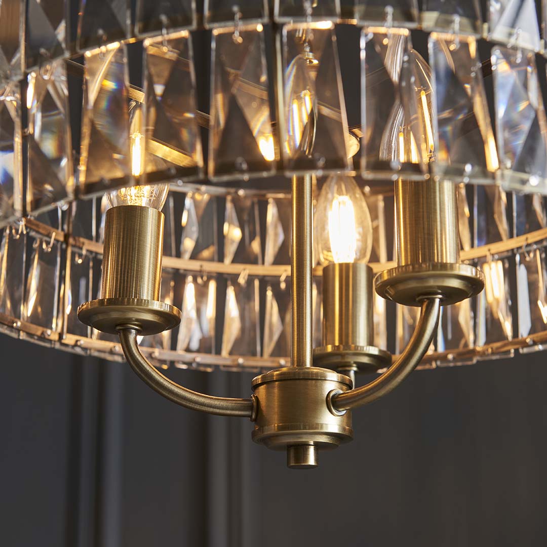 Clifton 3-Light Antique Brass Small Pendant