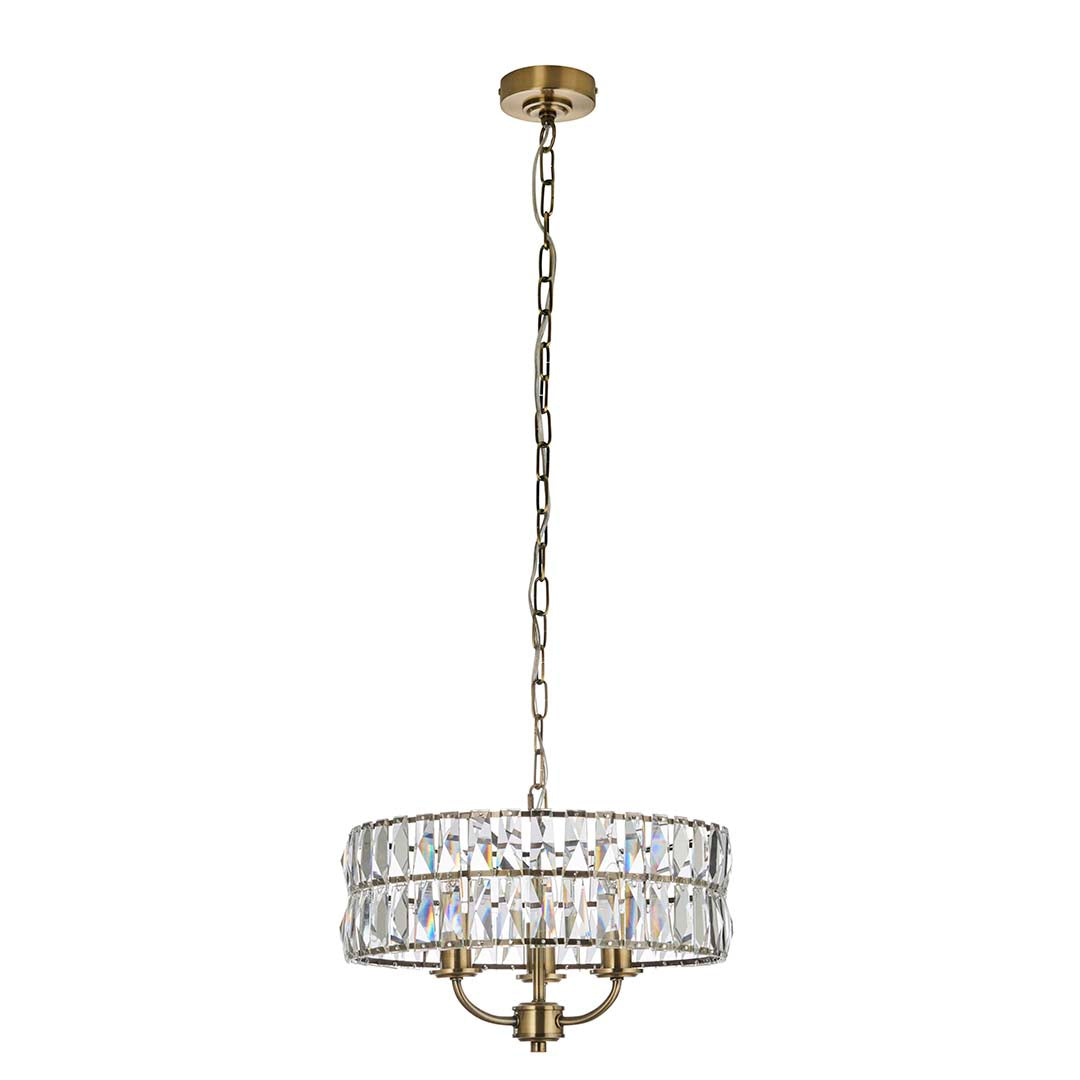 Clifton 3-Light Antique Brass Small Pendant