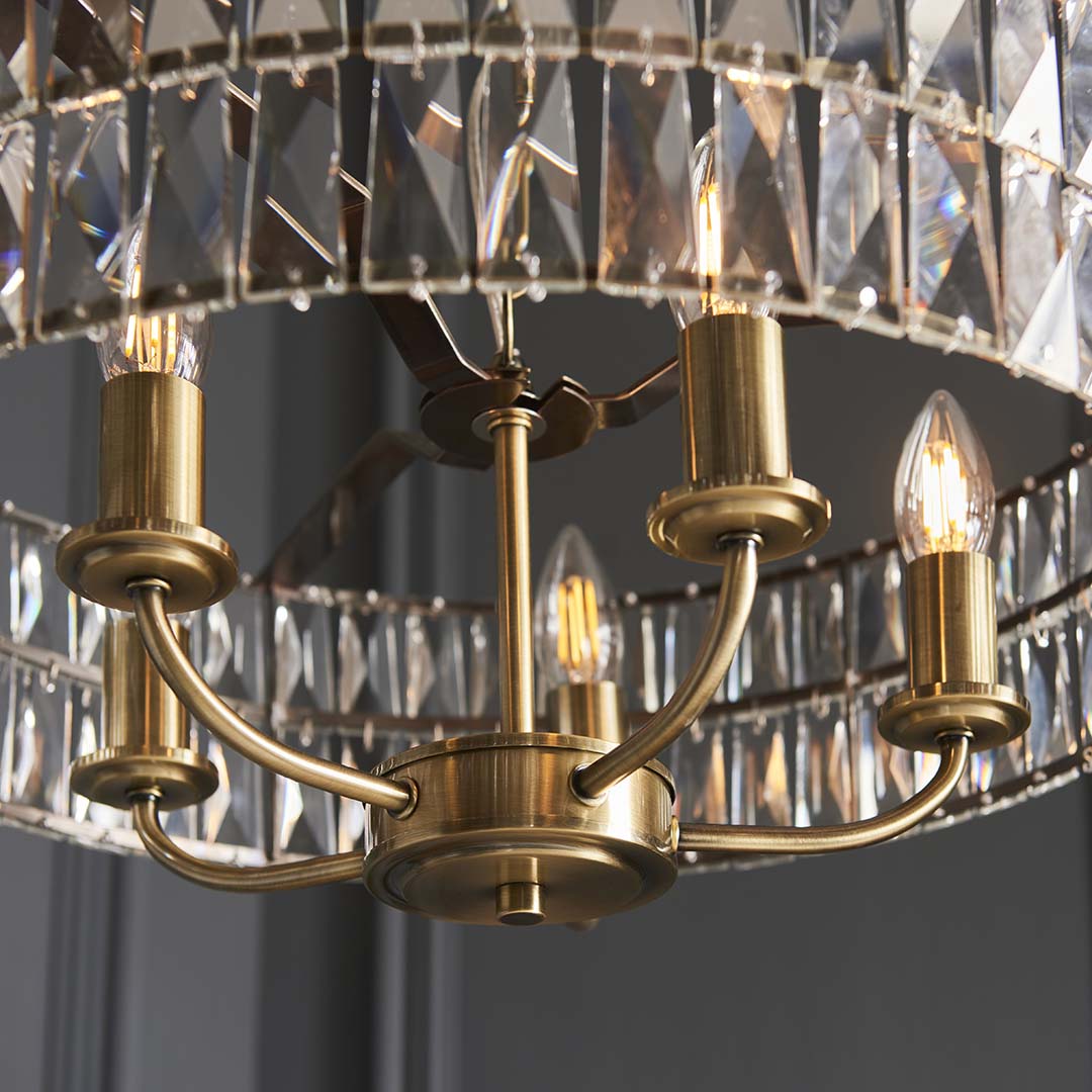 Clifton 5-Light Antique Brass Large Pendant