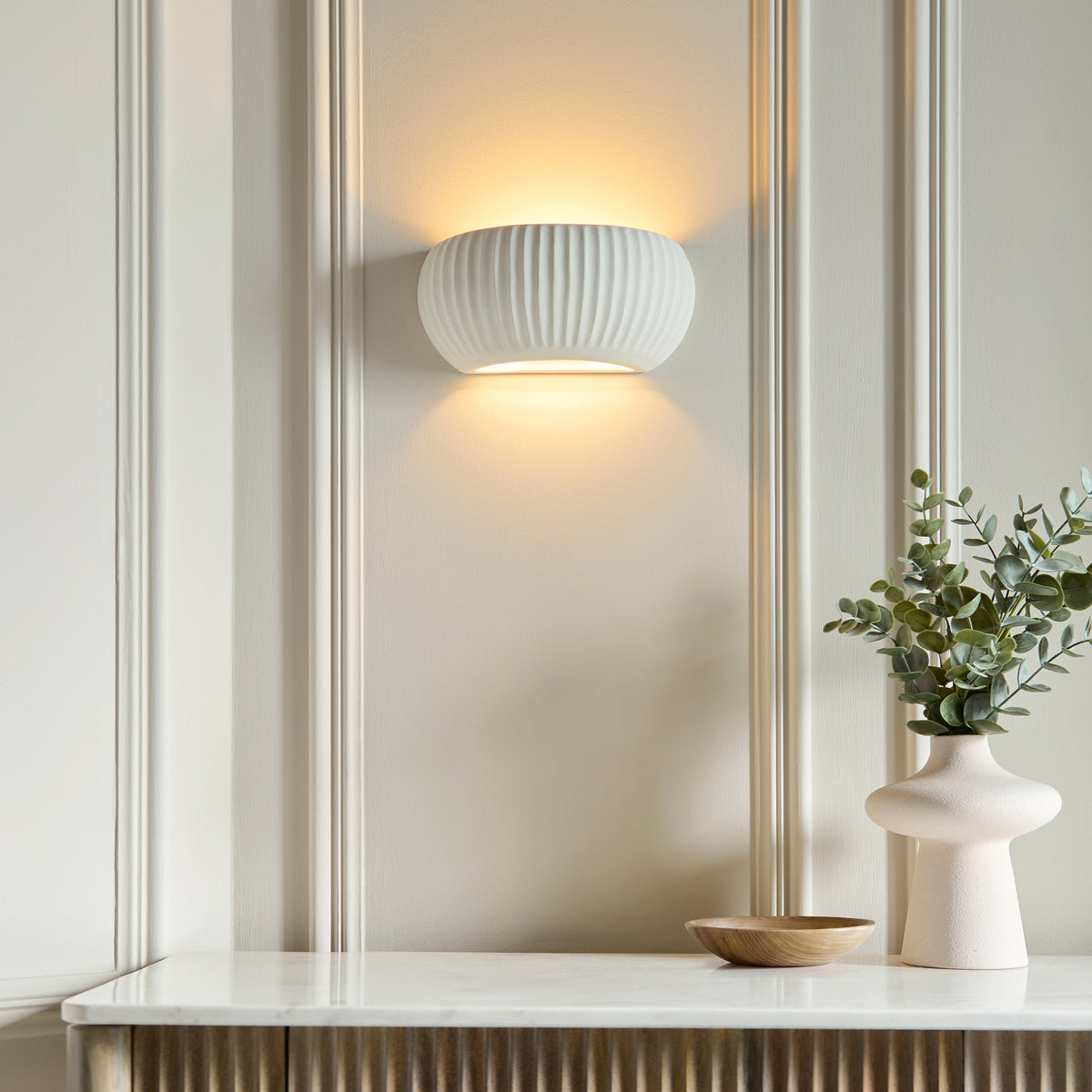 Witham Ribbed Ceramic Wall Washer Light