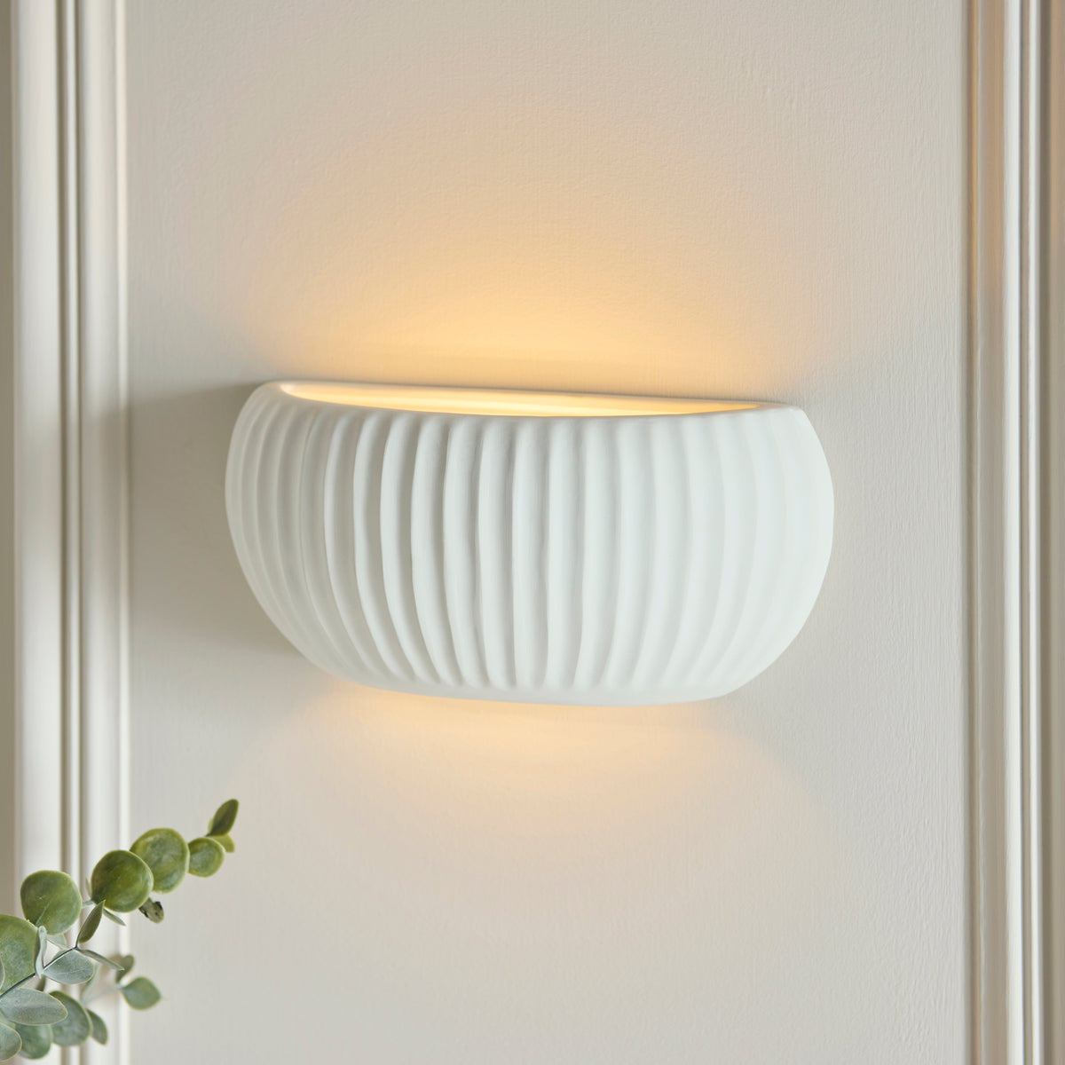 Witham Ribbed Ceramic Wall Washer Light