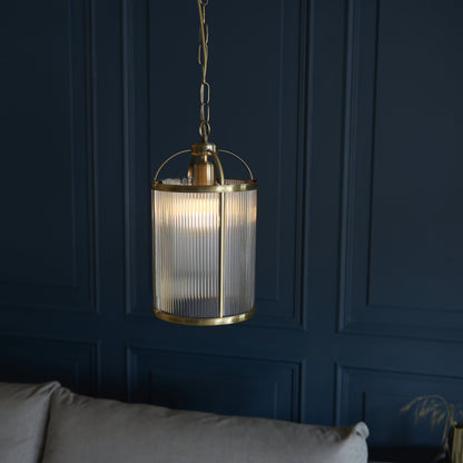 Lambeth Ribbed Pendant Antique Brass