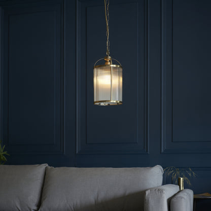 Lambeth Ribbed Pendant Antique Brass
