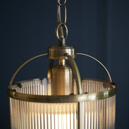 Lambeth Ribbed Pendant Antique Brass