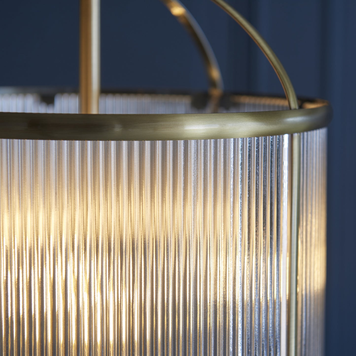 Lambeth Ribbed 4 Light Pendant Antique Brass