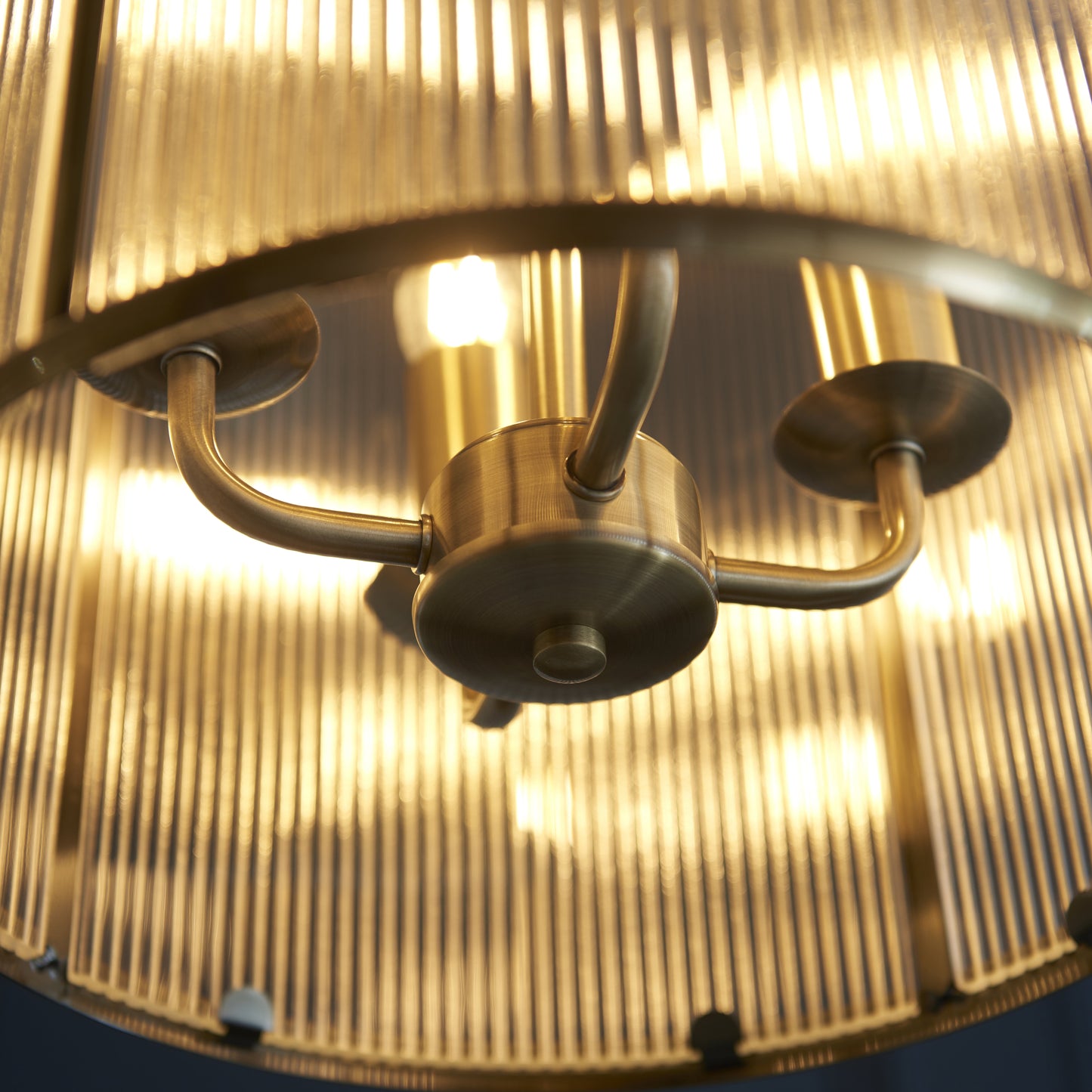 Lambeth Ribbed 4 Light Pendant Antique Brass