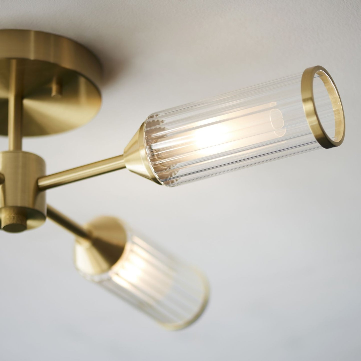Tour 4 Light Gold & Glass Semi Flush Ceiling Light