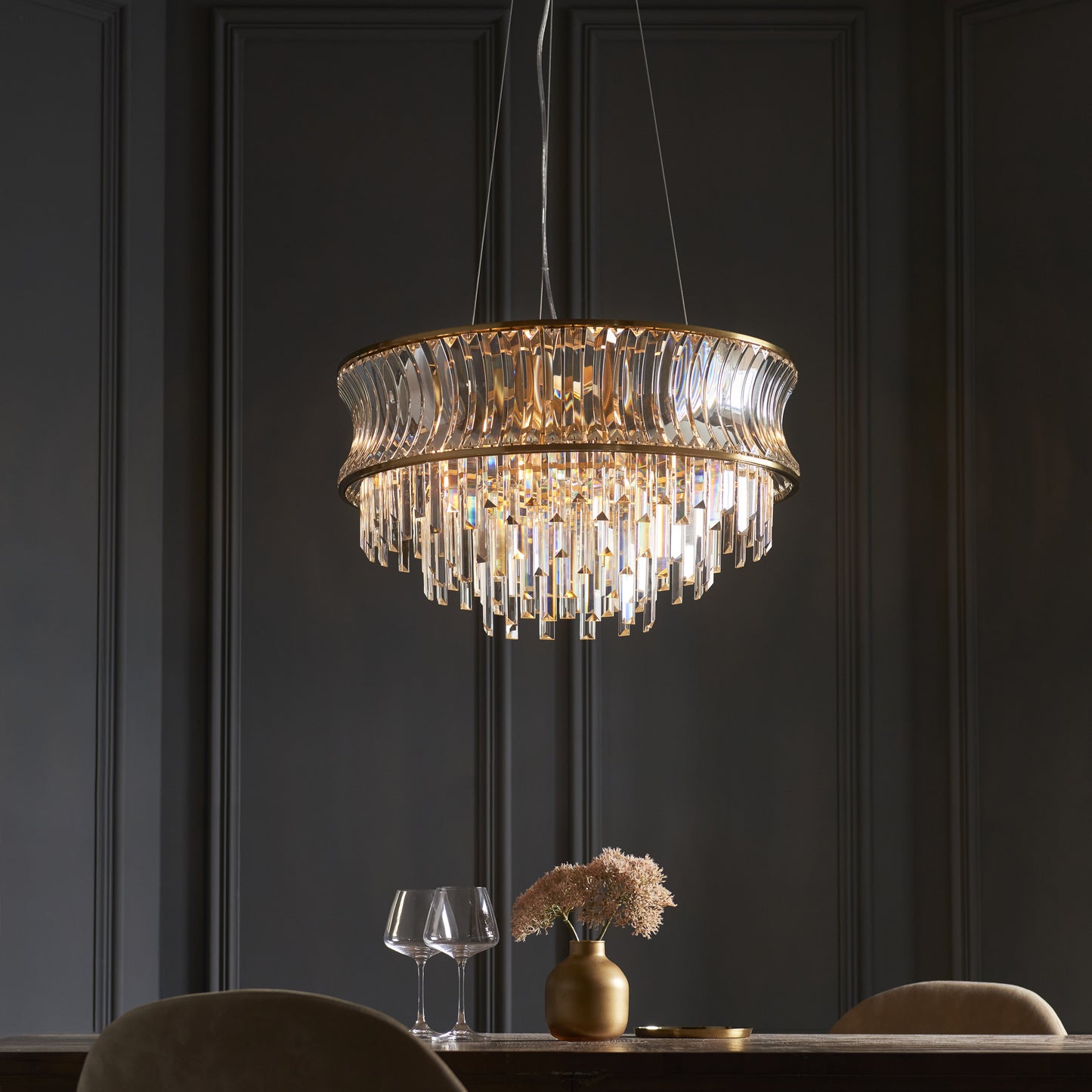 Diana 9 Light Brass Pendant