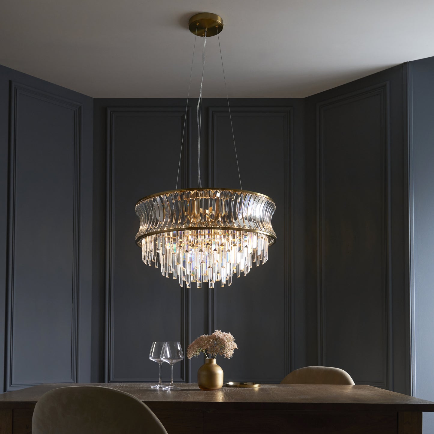 Diana 9 Light Brass Pendant