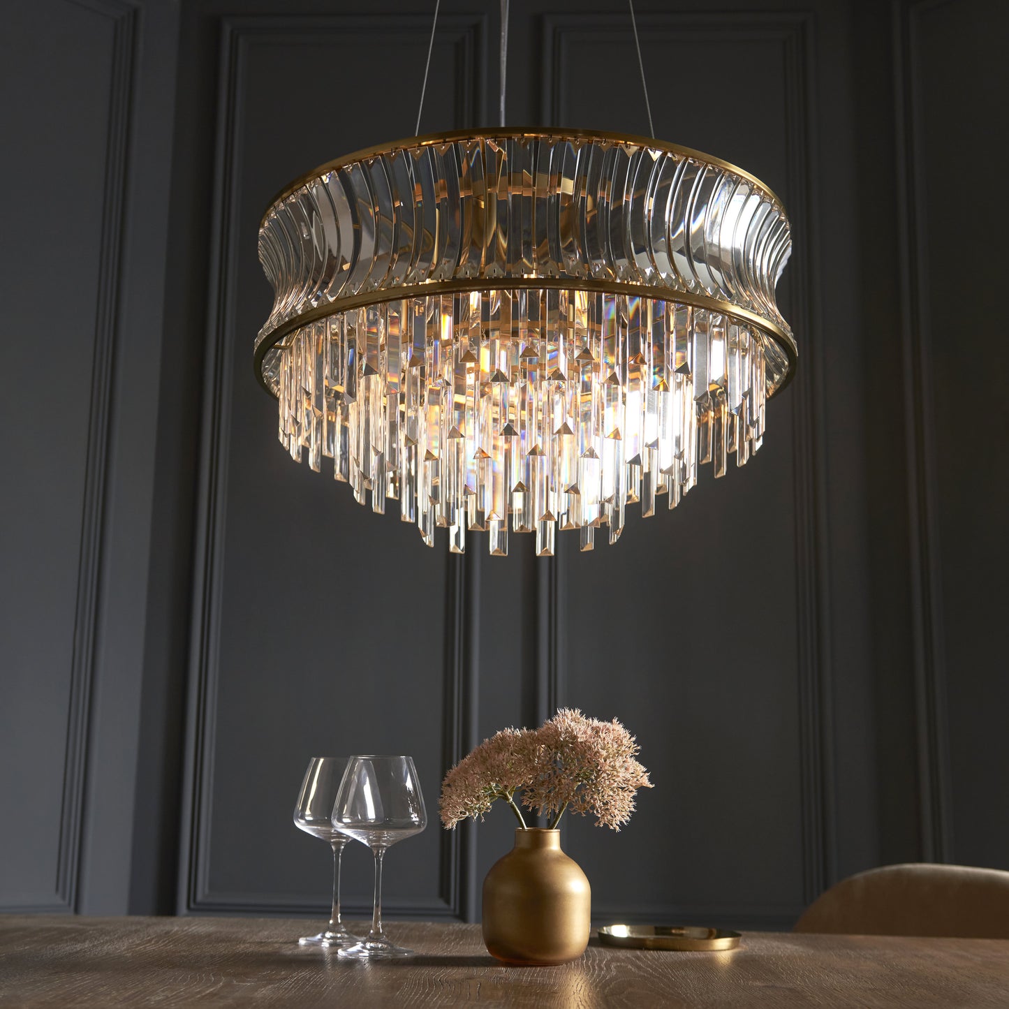 Diana 9 Light Brass Pendant