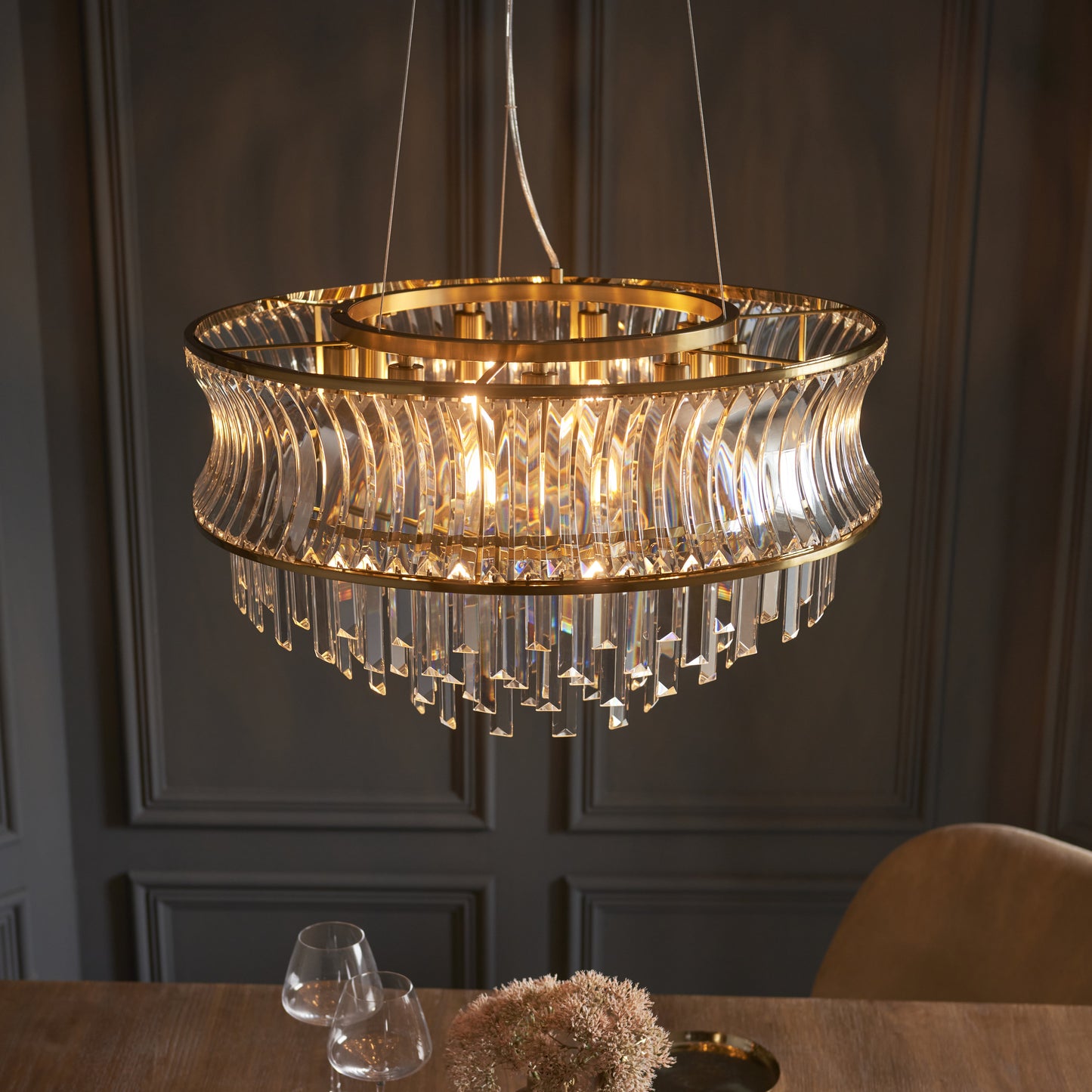 Diana 9 Light Brass Pendant