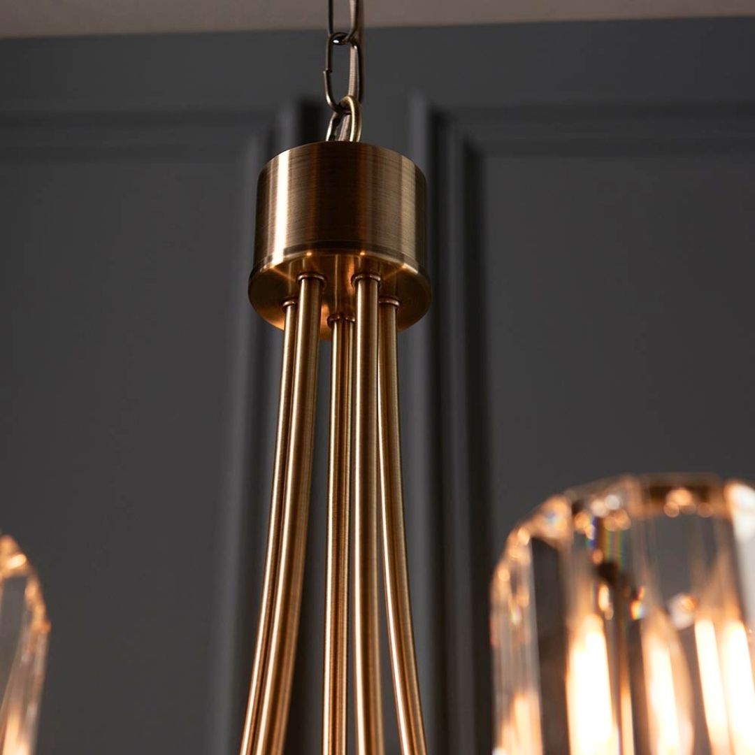 Berenice 5 Light Antique Brass Pendant Ceiling Light