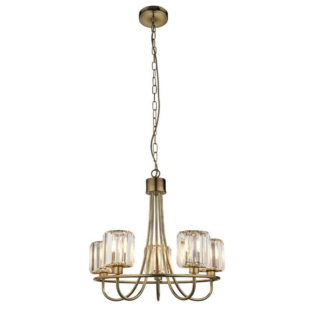 Berenice 5 Light Antique Brass Pendant Ceiling Light