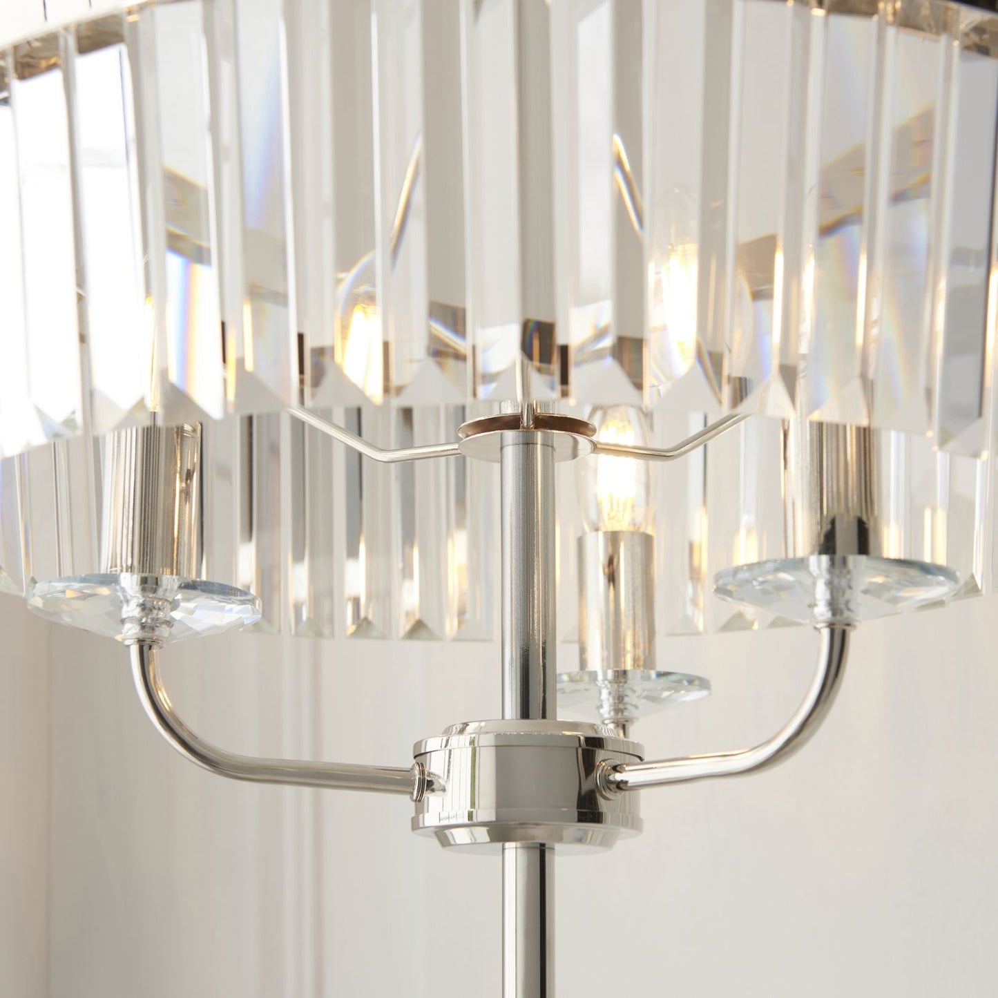 Chesterfield 3 Light Silver & Glass Floor Lamp