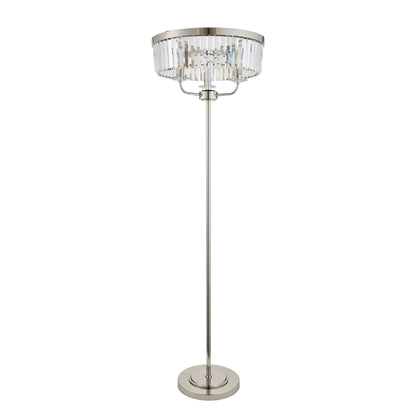Chesterfield 3 Light Silver & Glass Floor Lamp