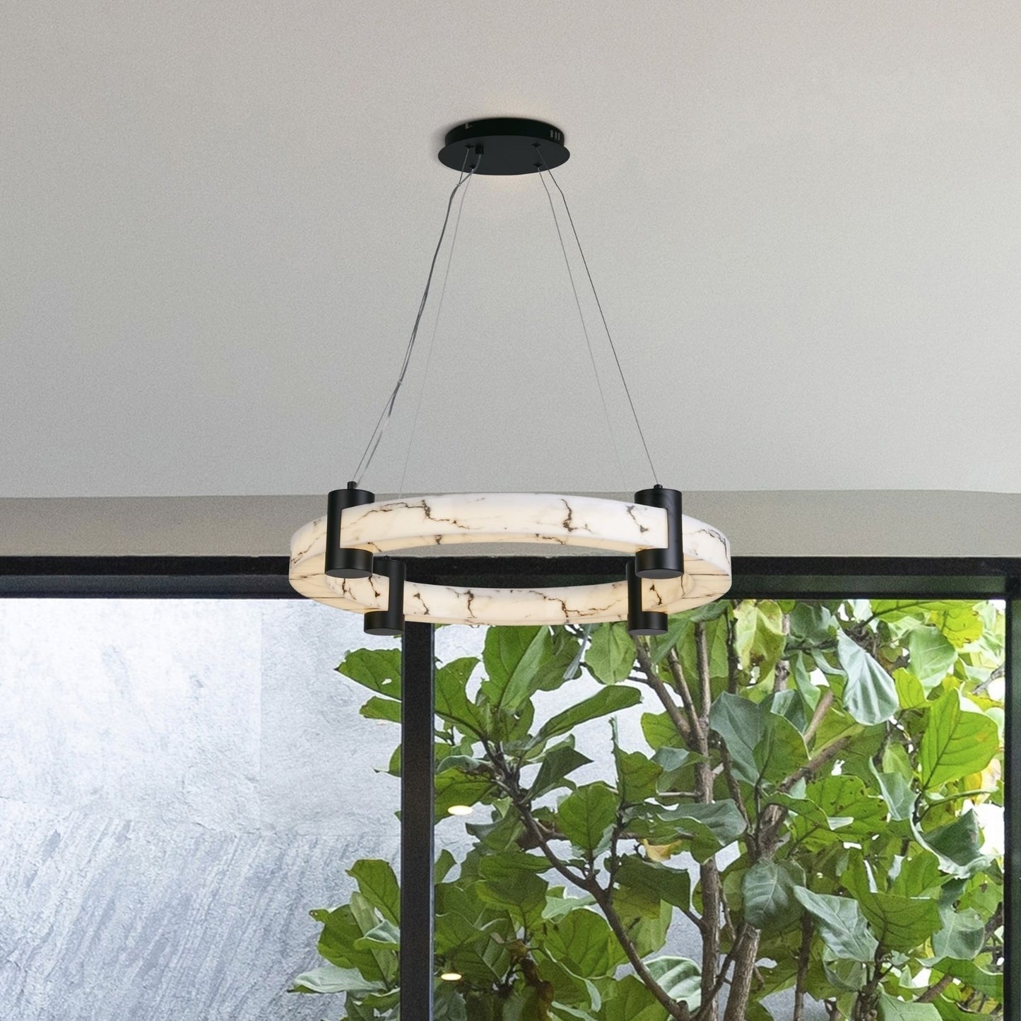 Moonbeam Black & Marble Effect Pendant Ceiling Light