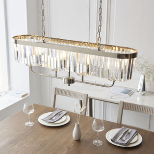 Chesterfield 4 Light Silver & Crystal Pendant Bar