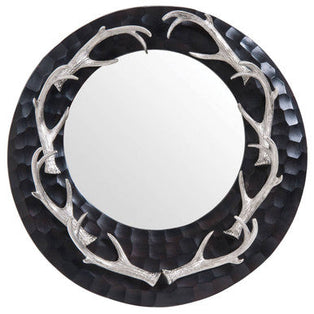 Antler Brown and Nickel Metal Wall Mirror