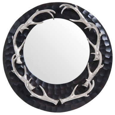 Antler Brown and Nickel Metal Wall Mirror