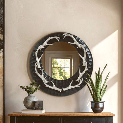 Antler Brown and Nickel Metal Wall Mirror