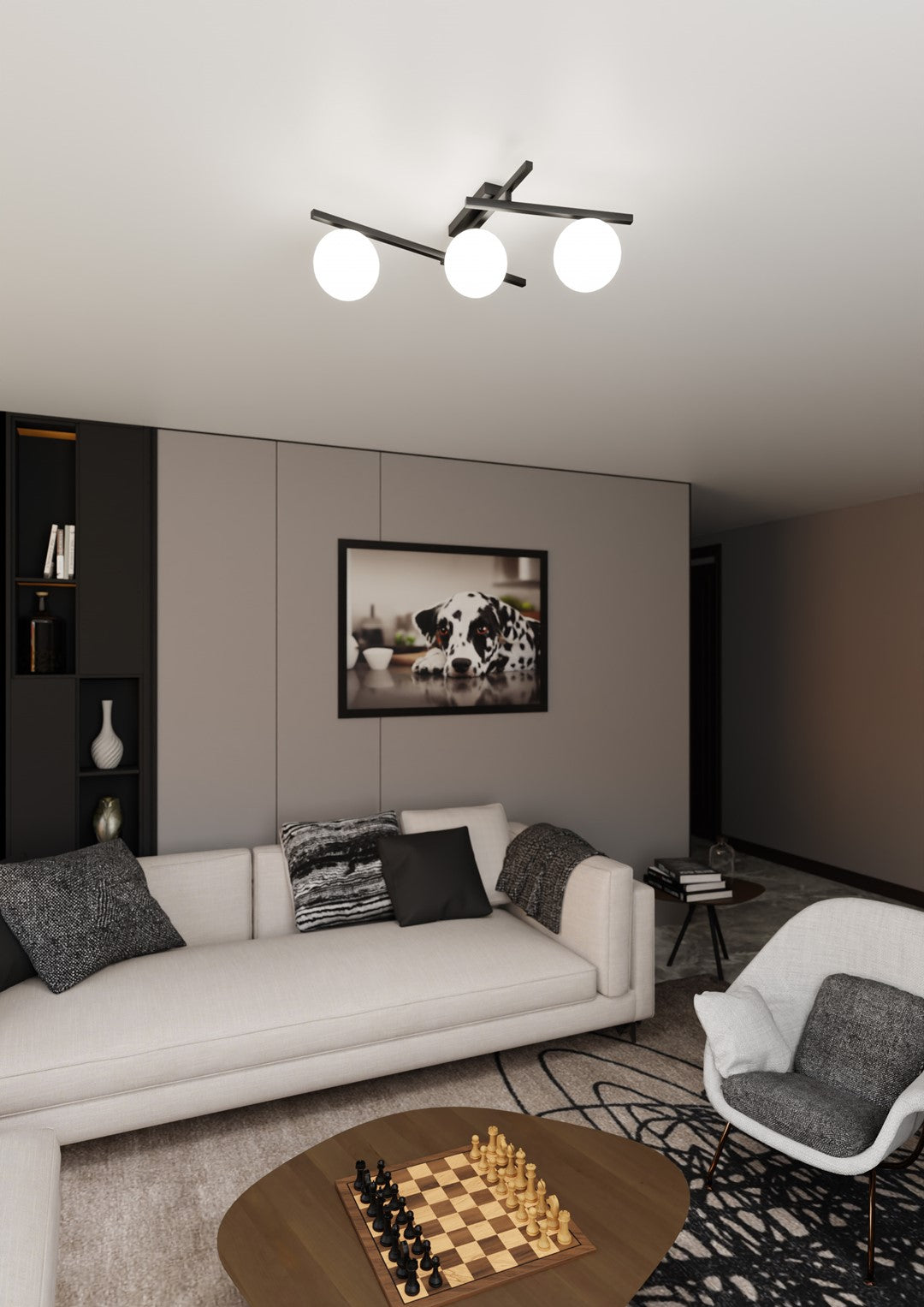 Smart 3 Light Semi Flush Black & White