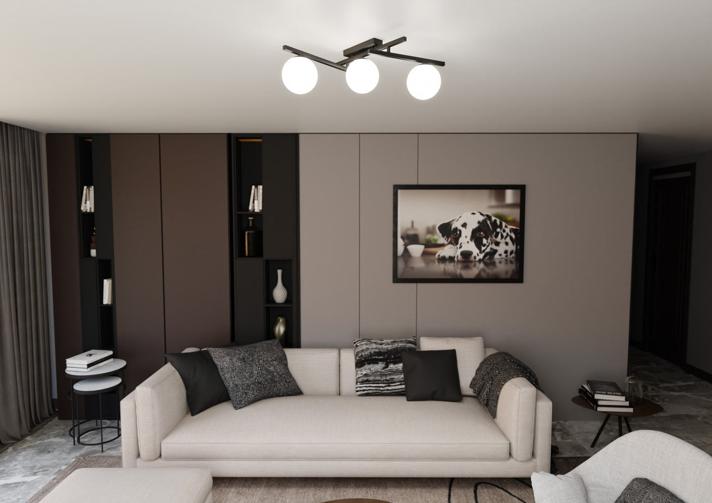 Smart 3 Light Semi Flush Black & White