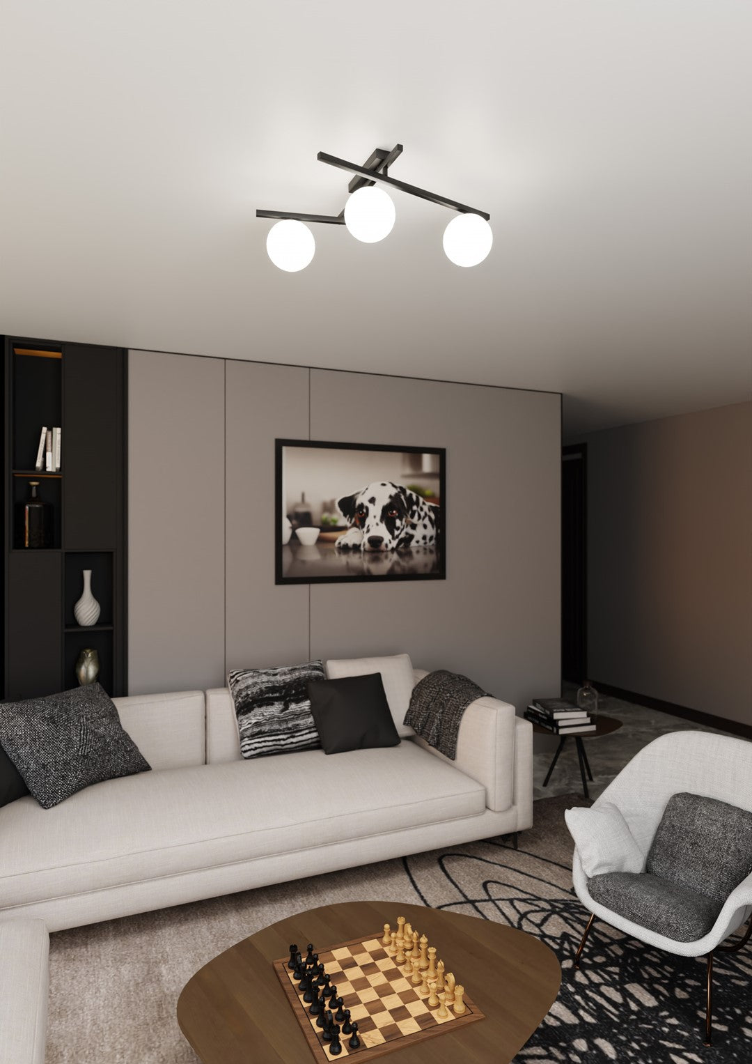 Smart 3 Light Semi Flush Black & White