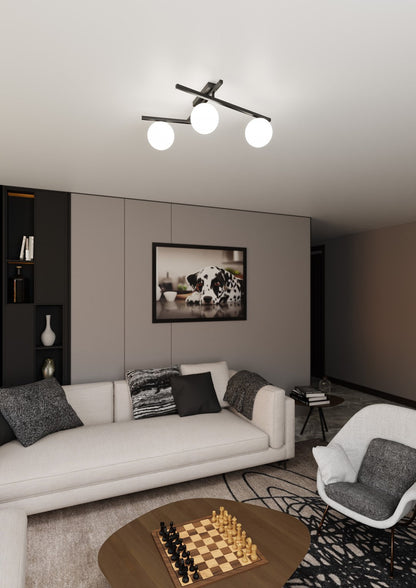 Smart 3 Light Semi Flush Black & White
