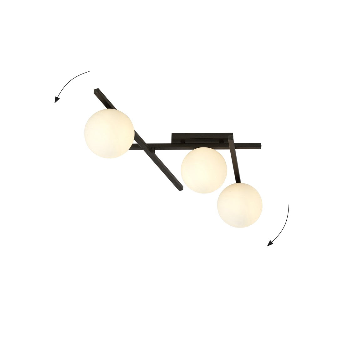 Smart 3 Light Semi Flush Black & White
