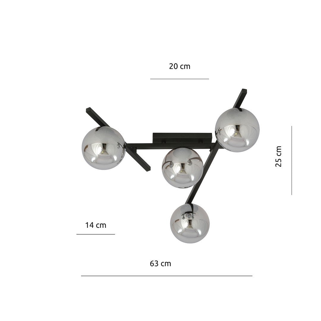 Smart 4 Light Semi Flush Light Black & Graphite