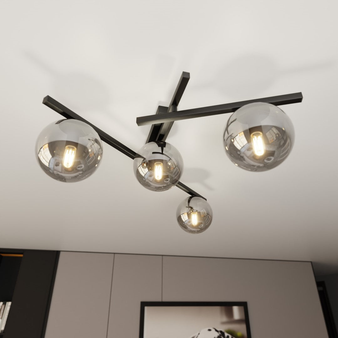 Smart 4 Light Semi Flush Light Black & Graphite