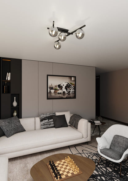 Smart 4 Light Semi Flush Light Black & Graphite