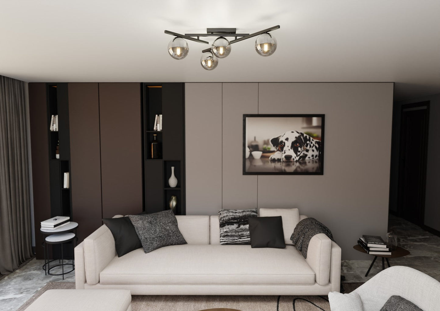 Smart 4 Light Semi Flush Light Black & Graphite