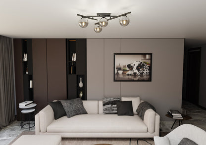 Smart 4 Light Semi Flush Light Black & Graphite