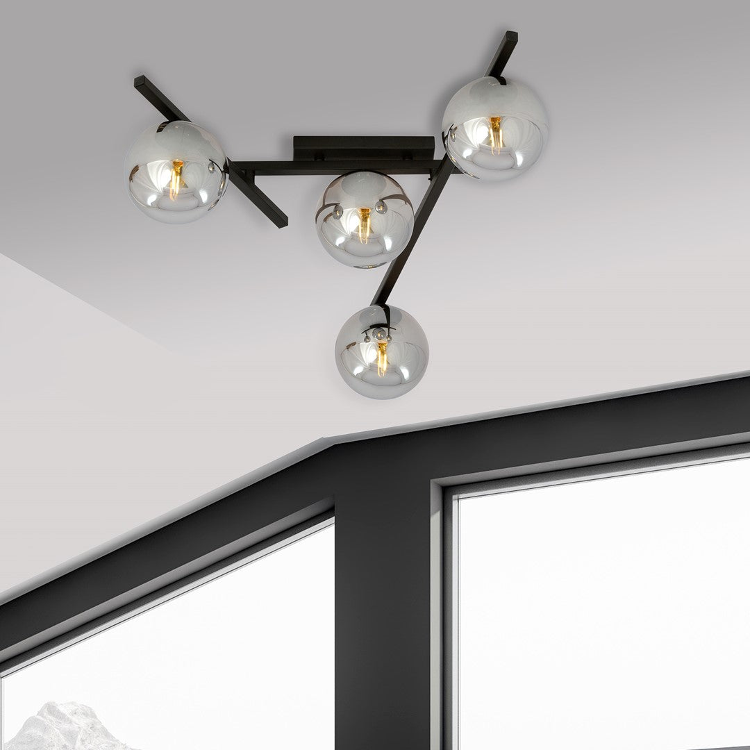 Smart 4 Light Semi Flush Light Black & Graphite